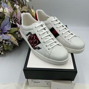 Men’s Gucci ace snake embroidered leather sneakers size 14.5 made in Italy